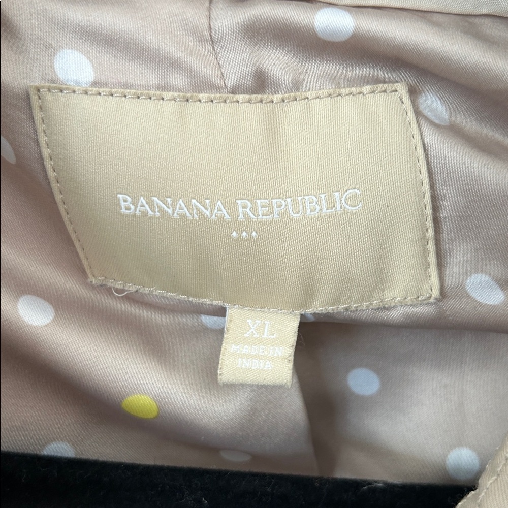 Banana Republic Trench Coat Cream Belted Tortoise Shell Gold Buttons Classic XL - Picture 4 of 7